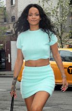 RIHANNA in a Short Skirt Out in New York