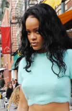 RIHANNA in a Short Skirt Out in New York