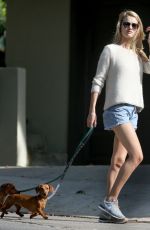 ROSIE HUNTINGTON-WHITELEY in Shorts Walks Her Dogs in Los Angeles