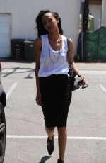 ZOE SALDANA Out Shopping at Melrose Avenue in Los Angeles