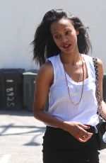 ZOE SALDANA Out Shopping at Melrose Avenue in Los Angeles
