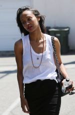 ZOE SALDANA Out Shopping at Melrose Avenue in Los Angeles