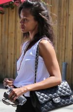 ZOE SALDANA Out Shopping at Melrose Avenue in Los Angeles