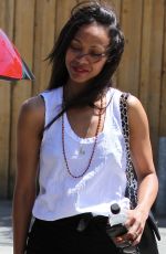 ZOE SALDANA Out Shopping at Melrose Avenue in Los Angeles