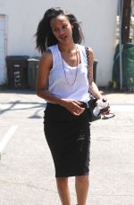 ZOE SALDANA Out Shopping at Melrose Avenue in Los Angeles