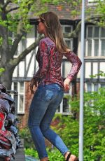 ABBIGAIL ABBEY CLANCY in Ripped Jeans at a Gas Station in London