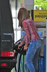ABBIGAIL ABBEY CLANCY in Ripped Jeans at a Gas Station in London