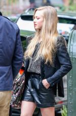 AMANDA SEYFRIEN in Leather Shorts Out in New York