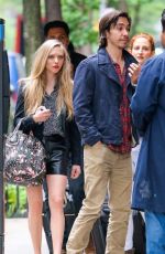 AMANDA SEYFRIEN in Leather Shorts Out in New York