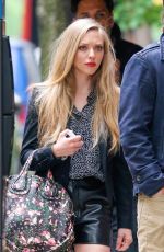 AMANDA SEYFRIEN in Leather Shorts Out in New York
