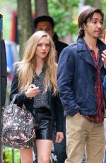 AMANDA SEYFRIEN in Leather Shorts Out in New York