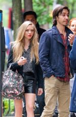 AMANDA SEYFRIEN in Leather Shorts Out in New York