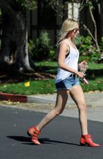 ASHLEY TISDALE in Short Shorts Out for Coffee in Los Angeles