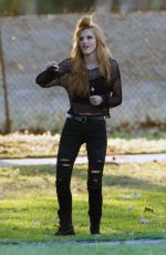 BELLA THORNE on the Set of Amityville in Los Angeles 3004