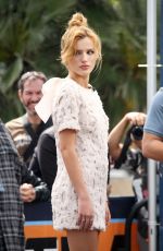BELLA THORNE on the Set of Extra in Los Angeles
