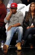 BEYONCE and Jay Z at Brooklyn Nets Basketball Game