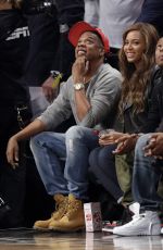 BEYONCE and Jay Z at Brooklyn Nets Basketball Game