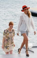 CARA DELEVINGNE and JESSICA CHASTAIN at Le Grand Journal Interview in Cannes