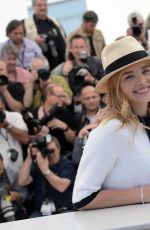 CHLOE MORETZ and JULIETTE BINOCHE at Clouds of Sils Maria Photocall at Cannes Film Festival