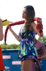 EIZA GONZALEZ on the Set of Extra in Los Angeles