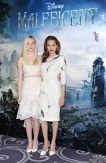 ELLE FANNING and ANGELINA JOLIE at Maleficient Photocall in London