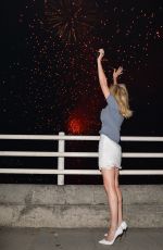 ELLIE GOULDING Watching a Fireworks Display on Waterloo Bridge in London