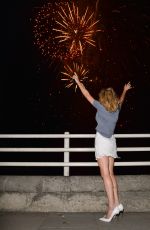 ELLIE GOULDING Watching a Fireworks Display on Waterloo Bridge in London