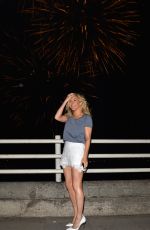 ELLIE GOULDING Watching a Fireworks Display on Waterloo Bridge in London