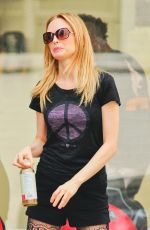 HEATHER GRAHAM in Stockings and Shorts Out in New York