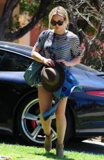 HILARY DUFF in Jeans Shorts at a Friends House in Hollywood