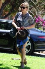 HILARY DUFF in Jeans Shorts at a Friends House in Hollywood
