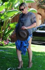 HILARY DUFF in Jeans Shorts at a Friends House in Hollywood