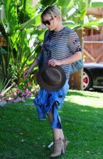 HILARY DUFF in Jeans Shorts at a Friends House in Hollywood