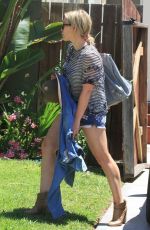 HILARY DUFF in Jeans Shorts at a Friends House in Hollywood