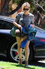 HILARY DUFF in Jeans Shorts at a Friends House in Hollywood