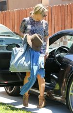 HILARY DUFF in Jeans Shorts at a Friends House in Hollywood