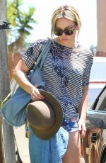 HILARY DUFF in Jeans Shorts at a Friends House in Hollywood