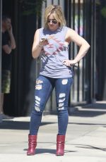 HILARY DUFF in TIght Ripped Jeans Out in Los Angeles