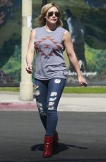 HILARY DUFF in TIght Ripped Jeans Out in Los Angeles