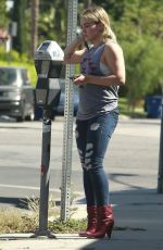HILARY DUFF in TIght Ripped Jeans Out in Los Angeles