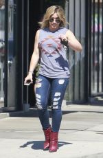 HILARY DUFF in TIght Ripped Jeans Out in Los Angeles