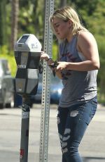 HILARY DUFF in TIght Ripped Jeans Out in Los Angeles
