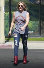 HILARY DUFF in TIght Ripped Jeans Out in Los Angeles