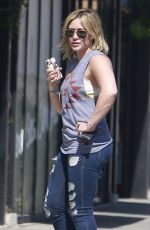 HILARY DUFF in TIght Ripped Jeans Out in Los Angeles