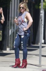 HILARY DUFF in TIght Ripped Jeans Out in Los Angeles