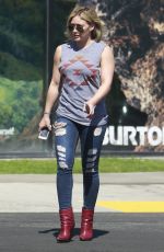 HILARY DUFF in TIght Ripped Jeans Out in Los Angeles