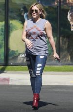 HILARY DUFF in TIght Ripped Jeans Out in Los Angeles