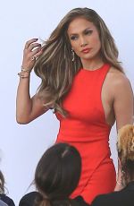 JENNIFER LOPEZ in Red Dress at American Idol in Hollywood