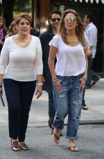 JENNIFER LOPEZ in Ripped Jeans Out in New York