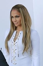 JENNIFER LOPEZ in White Dress on the Set of American Idol in Hollywood